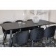 VENTURE DESIGN Marina spisebordsst, m. 6 stole - sort finer/sort metal og sort fljl/sort metal