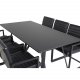 VENTURE DESIGN Marina Matbordsset, med 6 Stolar - Svart Fanér / Svart Metall och Svart PU / Svart Metall