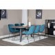 VENTURE DESIGN Marina spisebordsst, m. 6 stole - gr finer/sort metal og bl fljl/sort metal
