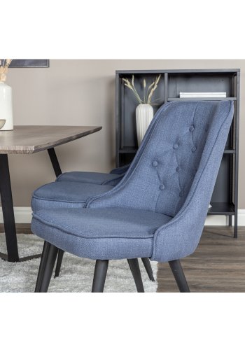 VENTURE DESIGN Marina spisebordsst, m. 6 stole - gr finer/sort metal og bl stof/sort metal