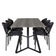 VENTURE DESIGN Marina spisebordsst, m. 6 stole - gr finer/sort metal og multi stof/sort metal