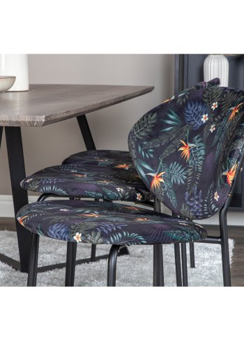 VENTURE DESIGN Marina spisebordsst, m. 6 stole - gr finer/sort metal og multi stof/sort metal