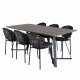 VENTURE DESIGN Marina spisebordsst, m. 6 stole - gr finer/sort metal og multi stof/sort metal