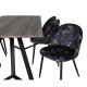 VENTURE DESIGN Marina spisebordsst, m. 6 stole - gr finer/sort metal og multi stof/sort metal