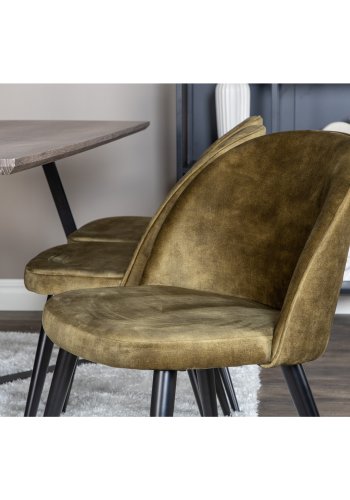 VENTURE DESIGN Marina spisebordsst, m. 6 stole - gr finer/sort metal og grn fljl/sort metal