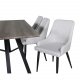VENTURE DESIGN Marina spisebordsst, m. 6 stole - gr finer/sort metal og gr stof/sort metal