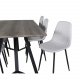 VENTURE DESIGN Marina spisebordsst, m. 6 stole - gr finer/sort metal og gr stof/sort metal