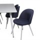 VENTURE DESIGN Polar spisebordsett, m. 6 stoler - hvit MDF/hvit metall, bltt stoff/hvit metall