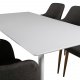 VENTURE DESIGN Polar spisebordsett, m. 6 stoler - hvit MDF/hvit metall, grtt stoff/valntt folie metall