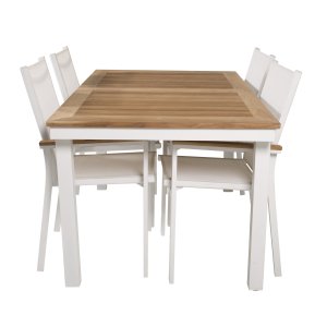 VENTURE DESIGN havest, m. Panama bord, m. udtrk og 4 Texas stole, m. armln - teak/alu/textilene