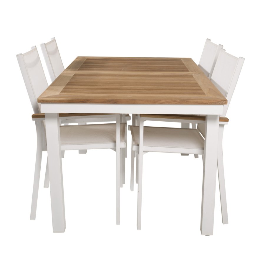 VENTURE DESIGN havest, m. Panama bord, m. udtrk og 4 Texas stole, m. armln - teak/alu/textilene