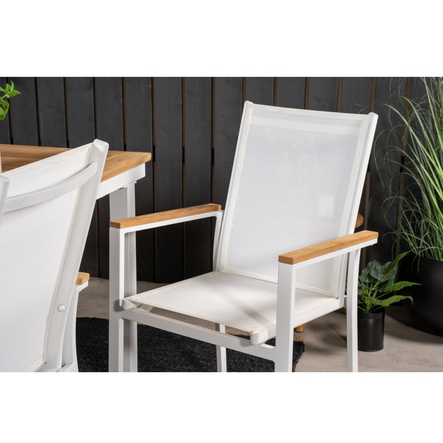 VENTURE DESIGN havest, m. Panama bord, m. udtrk og 4 Texas stole, m. armln - teak/alu/textilene