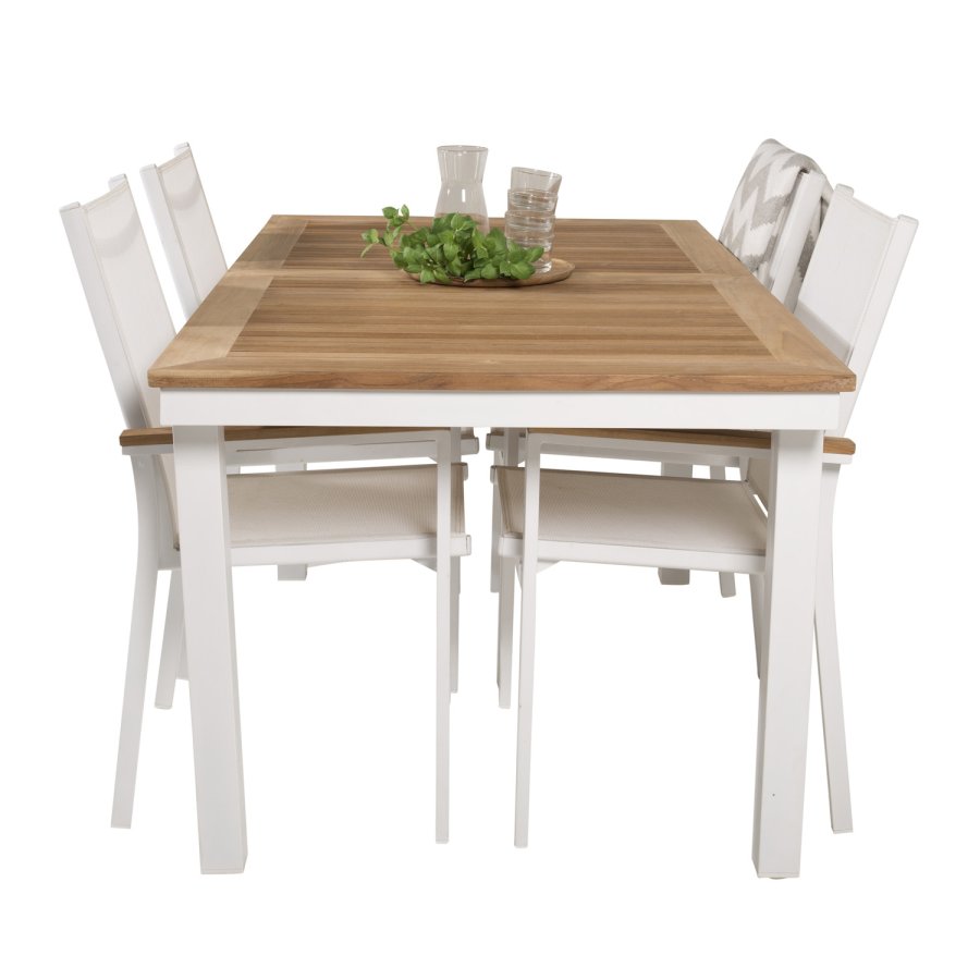 VENTURE DESIGN havest, m. Panama bord, m. udtrk og 4 Texas stole, m. armln - teak/alu/textilene