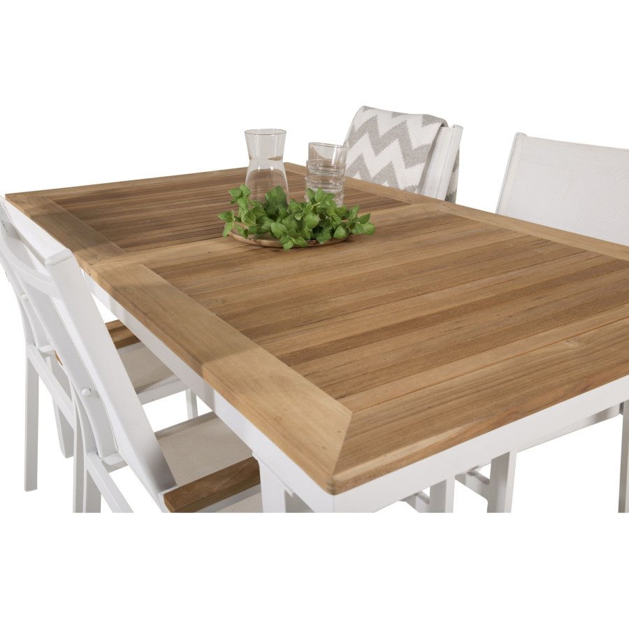 VENTURE DESIGN havest, m. Panama bord, m. udtrk og 4 Texas stole, m. armln - teak/alu/textilene