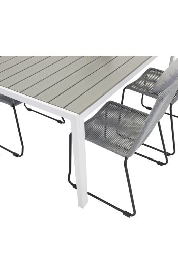 VENTURE DESIGN havest, m. Break bord (150x90) pg 4 Lindos stole - gr aintwood/hvid alu/gr reb 