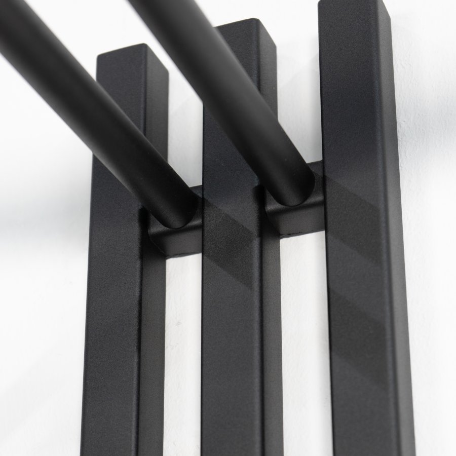 SPINDER DESIGN Senza knaggrekke, m. 2 knagger og hengerstang - sort stl