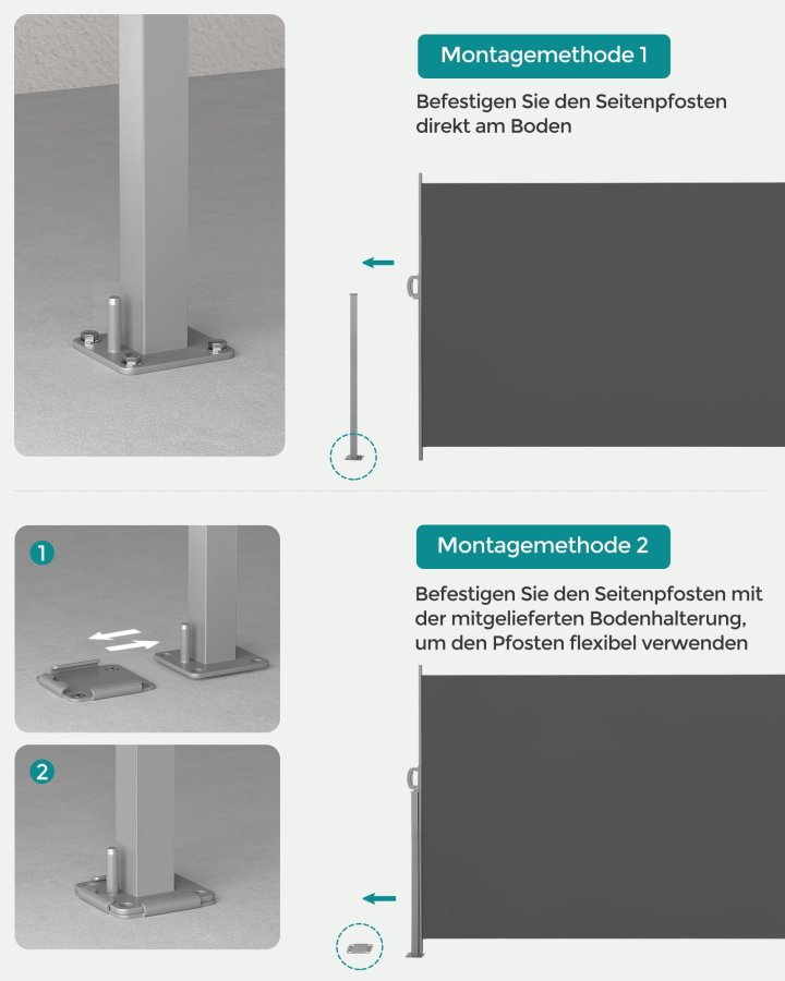SONGMICS GSA160TG sidemarkise/solsejl, sidegardin - r�ggr� polyester og jern (160x300)