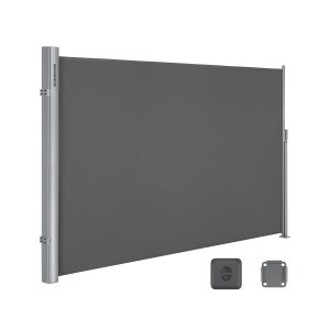 SONGMICS GSA164G01 sidemarkise/solsejl, sidegardin - r�ggr� polyester og aluminium (160x400)