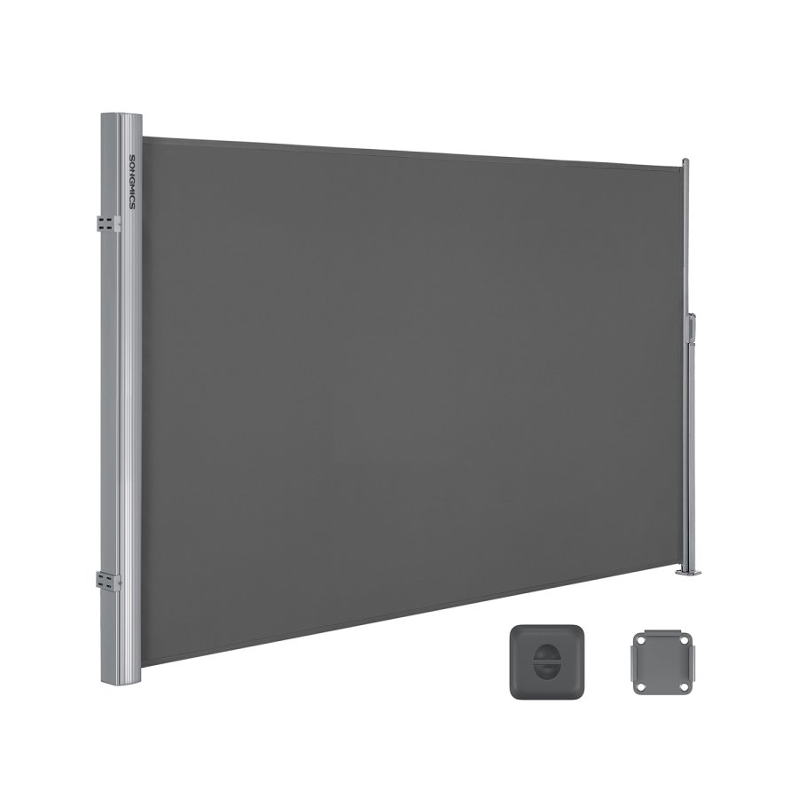 SONGMICS GSA164G01 sidemarkise/solsejl, sidegardin - r�ggr� polyester og aluminium (160x400)