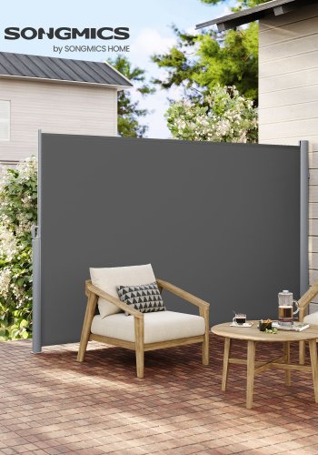 SONGMICS GSA164G01 sidemarkise/solsejl, sidegardin - r�ggr� polyester og aluminium (160x400)