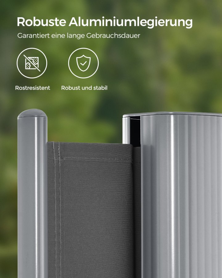 SONGMICS GSA164G01 sidemarkise/solsejl, sidegardin - r�ggr� polyester og aluminium (160x400)