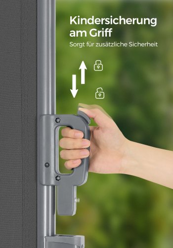 SONGMICS GSA164G01 sidemarkise/solsejl, sidegardin - r�ggr� polyester og aluminium (160x400)