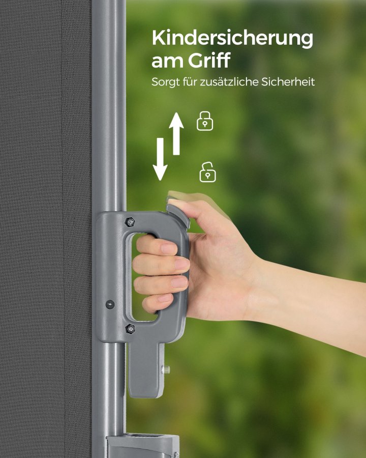 SONGMICS GSA164G01 sidemarkise/solsejl, sidegardin - r�ggr� polyester og aluminium (160x400)
