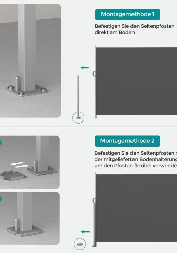 SONGMICS GSA165G02 sidemarkise/solsejl, sidegardin - r�ggr� polyester og st�l (160x350)