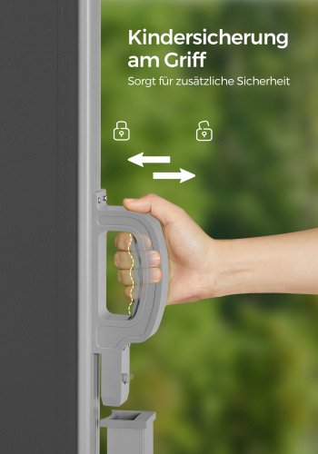 SONGMICS GSA180TG sidemarkise/solsejl, sidegardin - r�ggr� polyester og st�l (180x300)