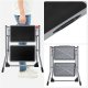 SONGMICS GSL002GY01 stige, m. 2 trin, gummif�dder, foldbar - trin med skridsikkert sort gummi og gr� st�l