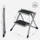 SONGMICS GSL002GY01 stige, m. 2 trin, gummif�dder, foldbar - trin med skridsikkert sort gummi og gr� st�l