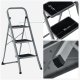 SONGMICS GSL003GY01 stige, m. 3 trin, gummif�dder, foldbar - trin med skridsikkert sort gummi og gr� st�l