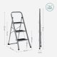 SONGMICS GSL003GY01 stige, m. 3 trin, gummif�dder, foldbar - trin med skridsikkert sort gummi og gr� st�l