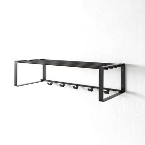 SPINDER DESIGN rektangulr Rex hattehylde, m. 5 knager - sort stl