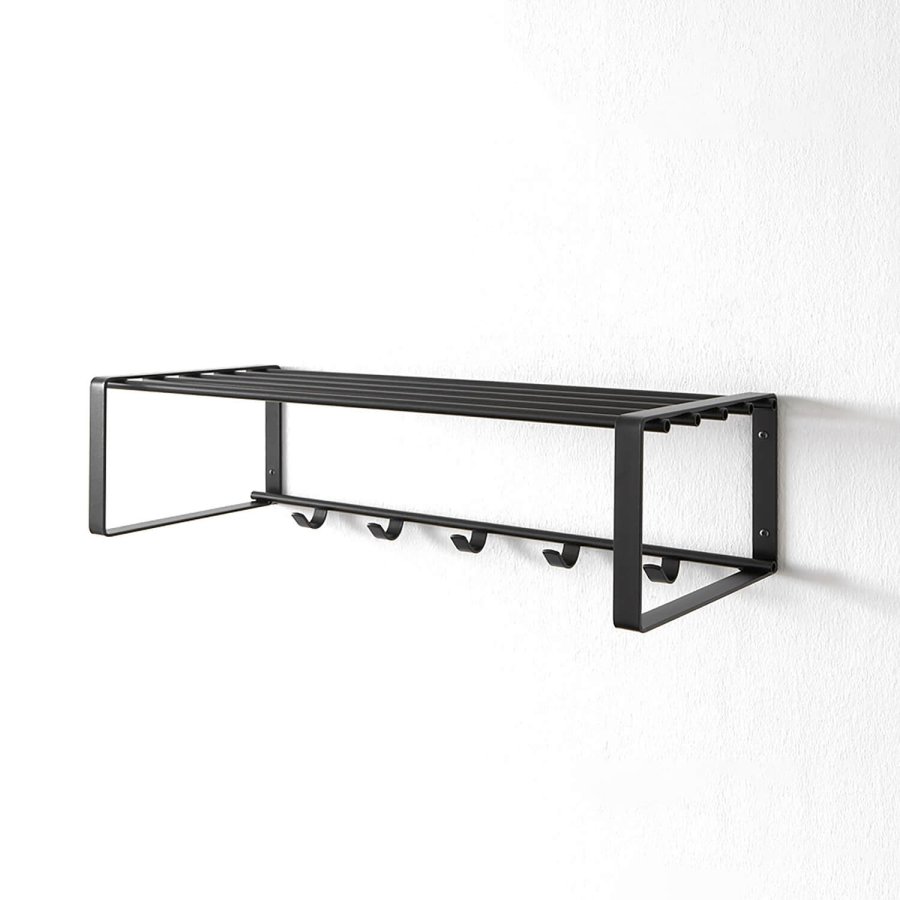 SPINDER DESIGN rektangulr Rex hattehylle, m. 5 knagger - sort stl