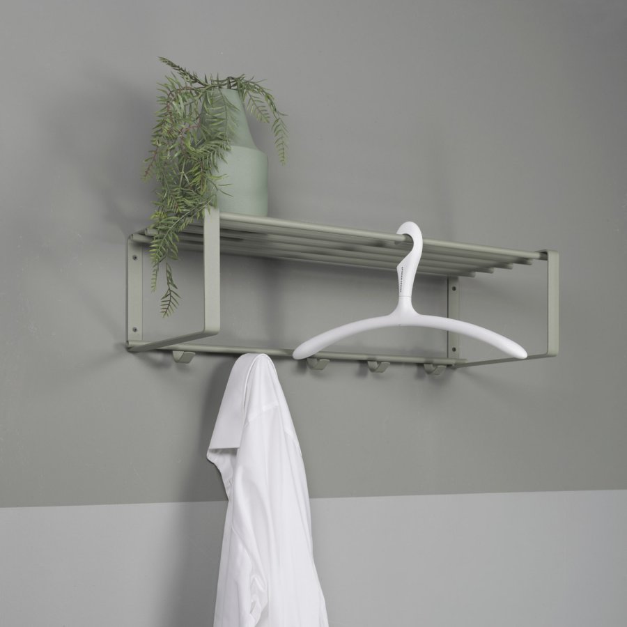 SPINDER DESIGN Rex hattehylle, m. 1 hylle og 5 kroker - stvgrnt stl (70x19)