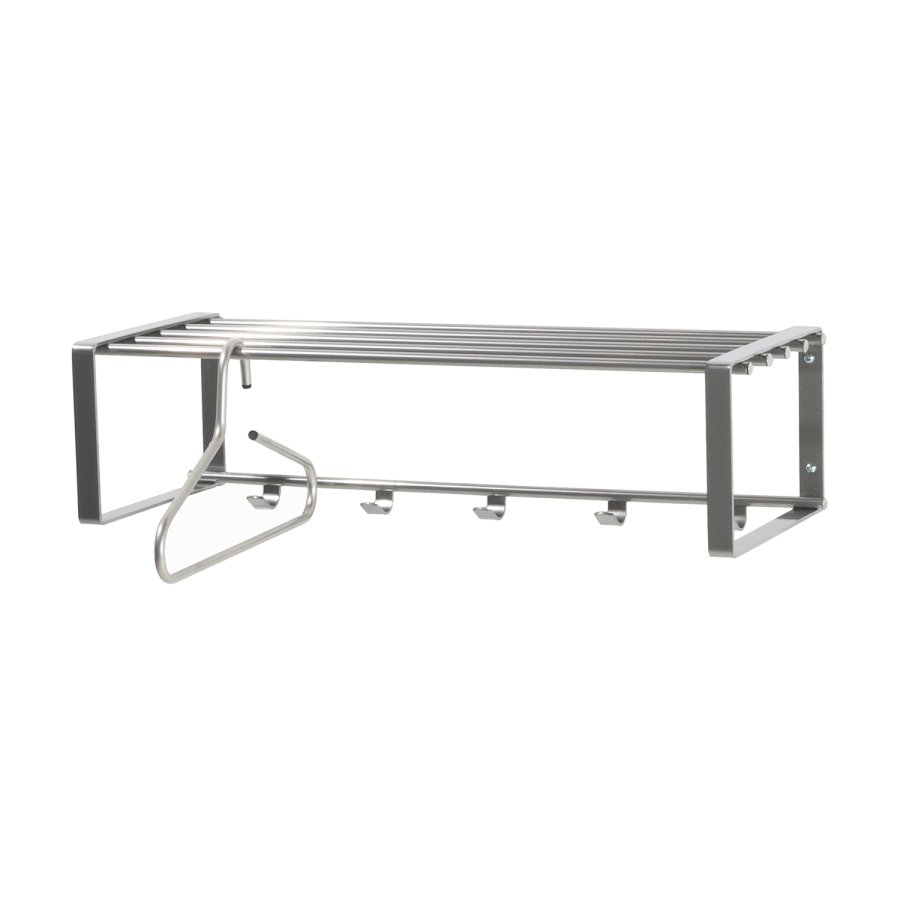 SPINDER DESIGN rektangulr Rex hattehylle, m. 5 knagger - grtt stl