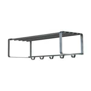 SPINDER DESIGN rektangulr Rex hattehylde, m. 5 knager - gr stl