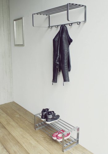 SPINDER DESIGN rektangulr Rex hattehylle, m. 5 knagger - grtt stl