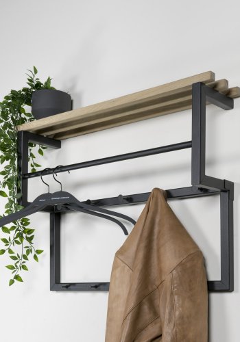 SPINDER DESIGN Rizzoli entréopstilling, m. 10 knager, bjlestang og trhylde, lille - sort stl