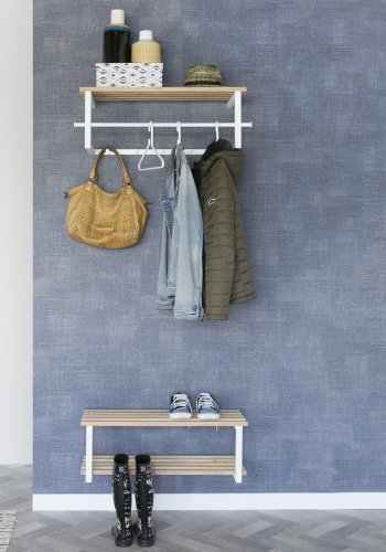 SPINDER DESIGN rektangulr Marco hattehylle, m. 5 kroker og hengerstang - hvitt stl