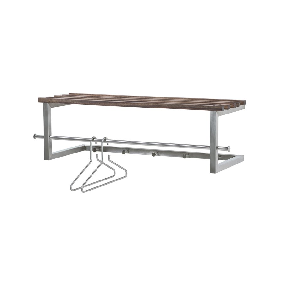 SPINDER DESIGN rektangulr Rezzo hattehylde, m. 5 knager og bjlestang - stl