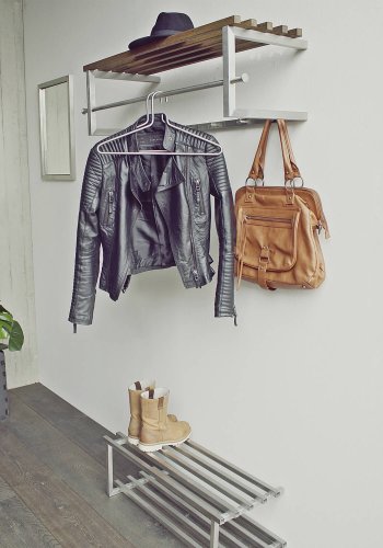 SPINDER DESIGN rektangulr Rezzo hattehylde, m. 5 knager og bjlestang - stl