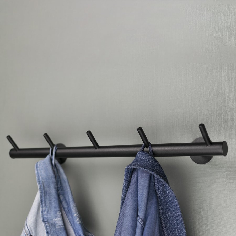 SPINDER DESIGN rektangulr Odin knaggrekke, m. 5 kroker - sort stl