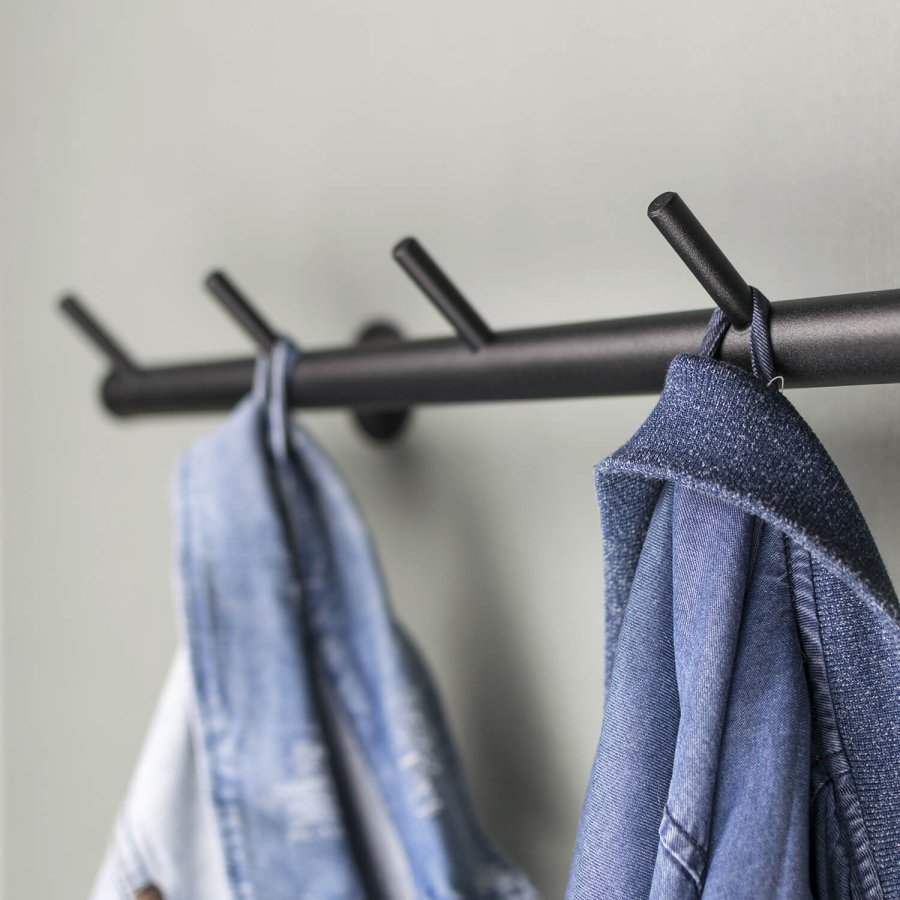 SPINDER DESIGN rektangulr Odin knaggrekke, m. 5 kroker - sort stl