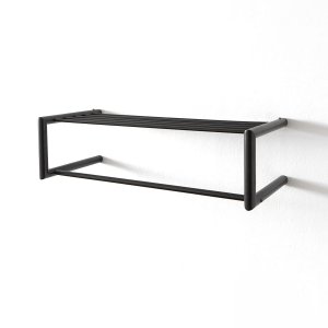 SPINDER DESIGN rektangulr Smooth hattehylle, med hengerstang - sort stl