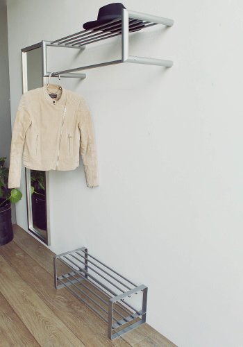 SPINDER DESIGN rektangulr Smooth hattehylde, m. bjlestang - gr stl