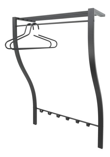 SPINDER DESIGN Carve knaggrekke, med hylle, hengestang og 6 kroker - svart stl