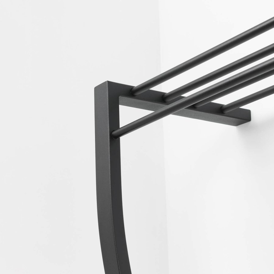 SPINDER DESIGN Carve knaggrekke, med hylle, hengestang og 6 kroker - svart stl