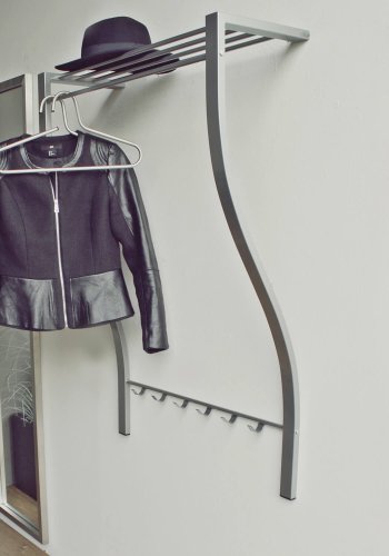 SPINDER DESIGN Carve knaggrekke, med hylle, hengestang og 6 kroker - grtt stl 